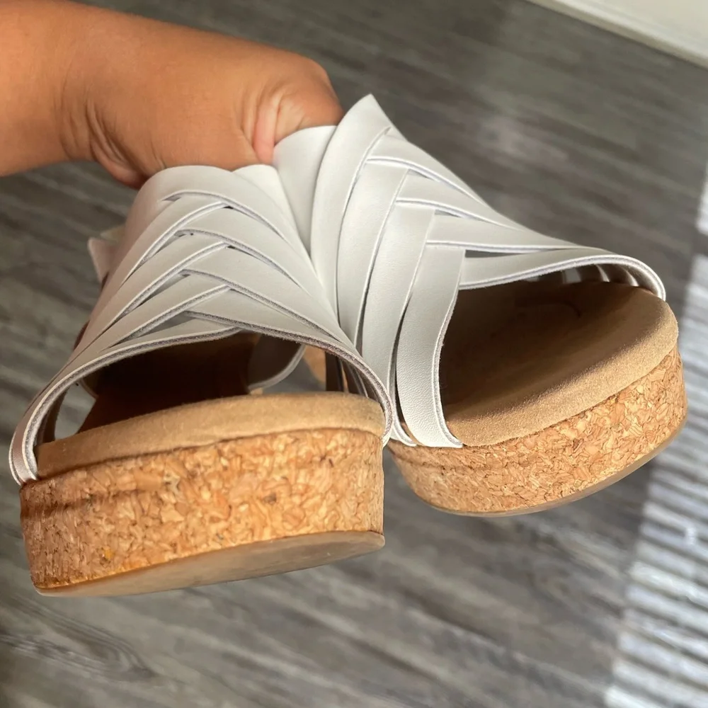 Elegant White Cork Wedge Sandals